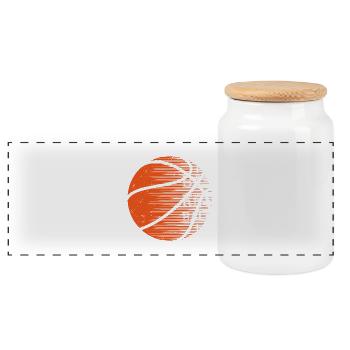 Basketball Pop Art Glyphs - Panoramic Cookie Jar with Wooden Lid - white - Front