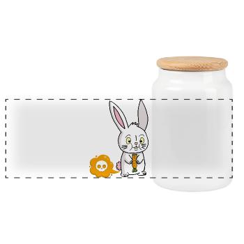 A carrot fart - Panoramic Cookie Jar with Wooden Lid - white - Front