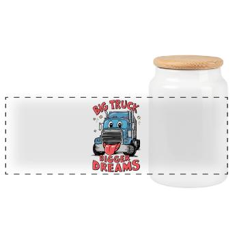 Big Truck, Bigger Dreams - Panorama Keksdose mit Holzdeckel - Weiß - Vorne