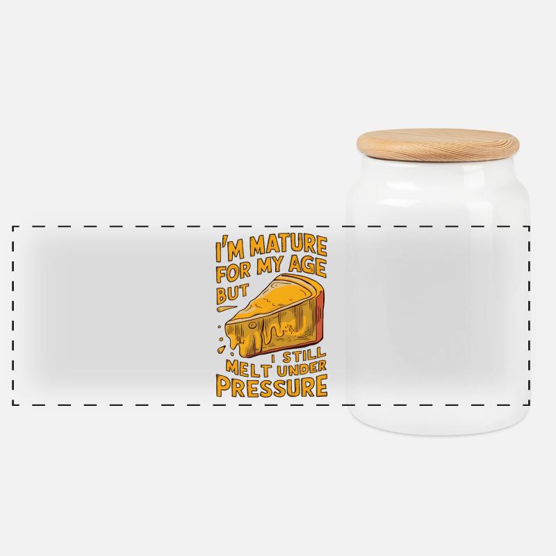 Fromage affiné - Boîte à biscuits avec couvercle en bois - blanc