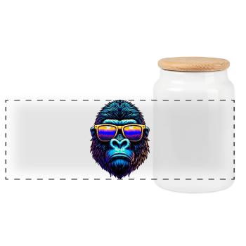 Gorilla - Panorama Keksdose mit Holzdeckel - Weiß - Vorne