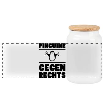 Pinguine gegen rechts / schwarz - Panorama Keksdose mit Holzdeckel - Weiß - Vorne