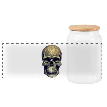 Luxueux crâne décoré gothique d’Halloween - Boîte à biscuits avec couvercle en bois - blanc - Devant