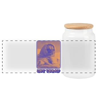 Pas aujourd’hui – Vibrations de carlin fatigué - Boîte à biscuits avec couvercle en bois - blanc - Devant