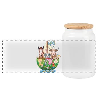 Noah's Ark - Panoramic Cookie Jar with Wooden Lid - white - Front