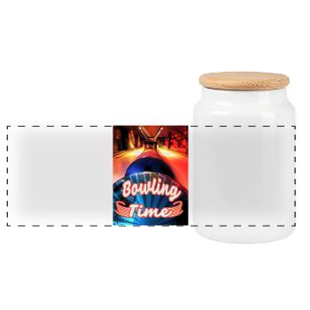 Son heure de bowling - Boîte à biscuits avec couvercle en bois - blanc - Devant