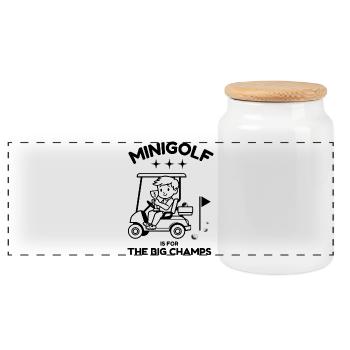 Children's golf - Panoramic Cookie Jar with Wooden Lid - white - Front