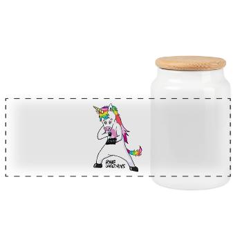 Ravew Unicorns Ligne Noir Logo 18+ - Boîte à biscuits avec couvercle en bois - blanc - Devant