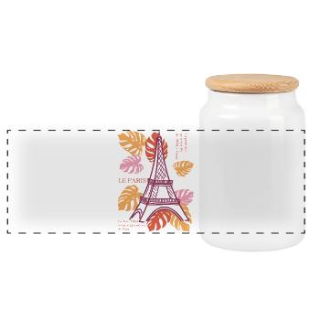 Tour Eiffel - Panoramic Cookie Jar with Wooden Lid - white - Front
