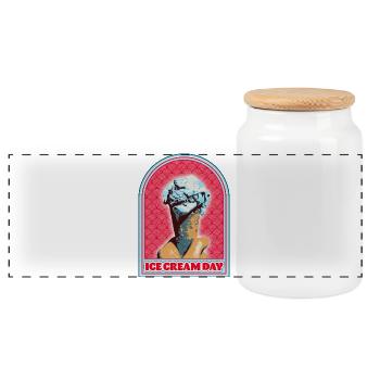 Eiscreme Motiv Pop Art Style - Panoramic Cookie Jar with Wooden Lid - white - Front