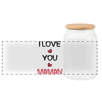 MOTHER'S DAY. HAPPY MOTHER'S DAY. MOM - Panoramic Cookie Jar with Wooden Lid - white - Front
