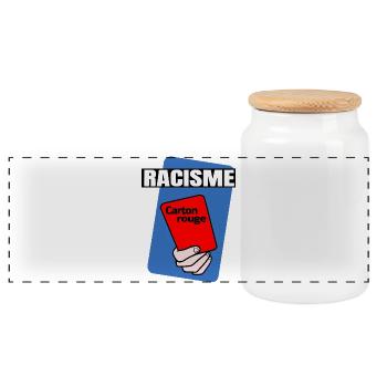 Red card - Panoramic Cookie Jar with Wooden Lid - white - Front