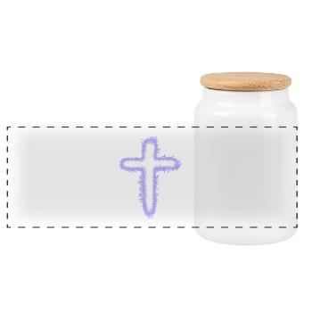 Croix - Boîte à biscuits avec couvercle en bois - blanc - Devant