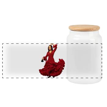 Mona Lisa (La Joconde) Flamenco - Panorama Keksdose mit Holzdeckel - Weiß - Vorne