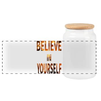 Believe In Yourself - Panoramic Cookie Jar with Wooden Lid - white - Front