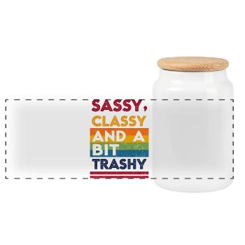 Gay Pride LGBTQIA+ T-Shirt frech edel und ein bisschen - Panorama Keksdose mit Holzdeckel - Weiß - Vorne