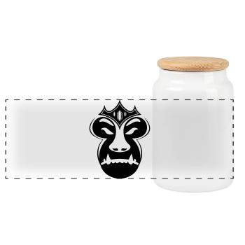 Singe Roi – Emblème de Domination Urbaine - Boîte à biscuits avec couvercle en bois - blanc - Devant