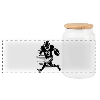 American Footballer - Panoramic Cookie Jar with Wooden Lid - white - Front