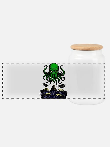 Cthulhu Retro 2 - Panorama Keksdose mit Holzdeckel - Weiß
