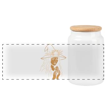 Summer Witch with Crystal - Pagan Spirit Art - Panoramic Cookie Jar with Wooden Lid - white - Front