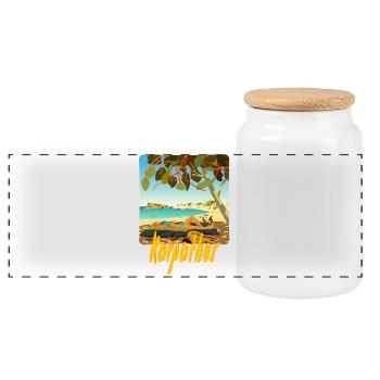 Karpathos - Panorama Keksdose mit Holzdeckel - Weiß - Vorne