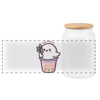 Sip Peace - Panoramic Cookie Jar with Wooden Lid - white - Front