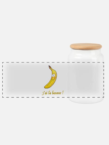 Lächelnde Banane mit lustigem Slogan - Panorama Keksdose mit Holzdeckel - Weiß