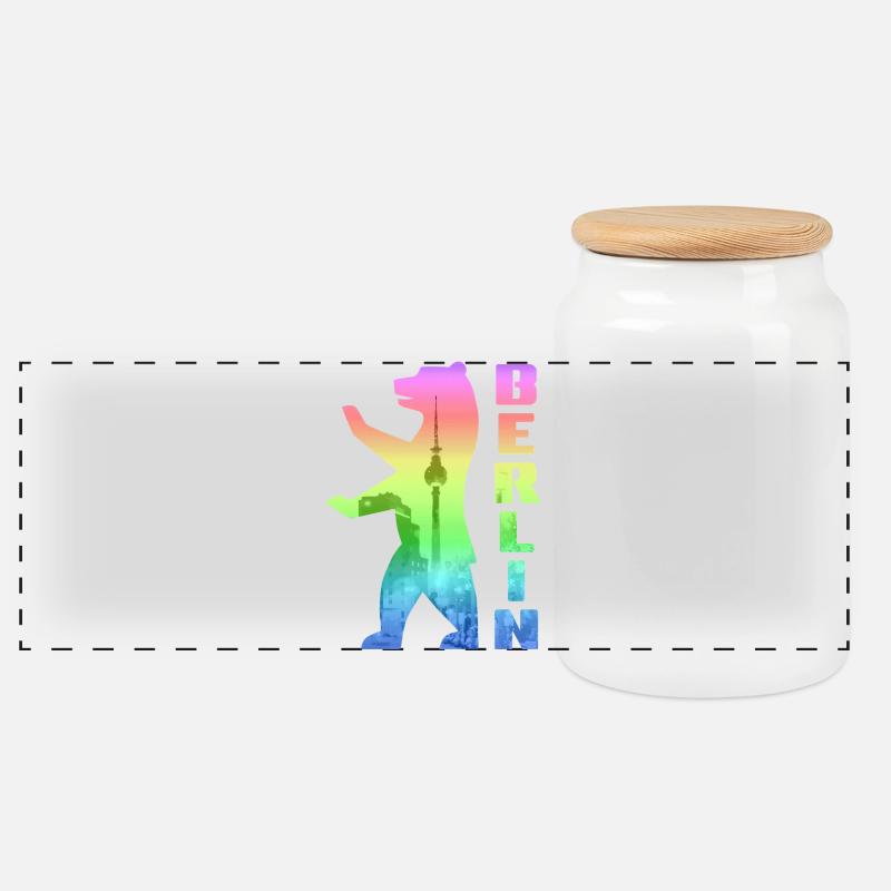 Berlin Pride - Panoramic Cookie Jar with Wooden Lid - white