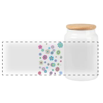 Colorful Floral Patterns for Spring Clothes - Panoramic Cookie Jar with Wooden Lid - white - Front