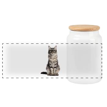 Getigerte Katze mit Brille – Wild at Heart - Panorama Keksdose mit Holzdeckel - Weiß - Vorne