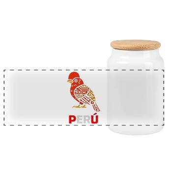 Abird Nacional Peru - Hahn des Felsens - Panorama Keksdose mit Holzdeckel - Weiß - Vorne
