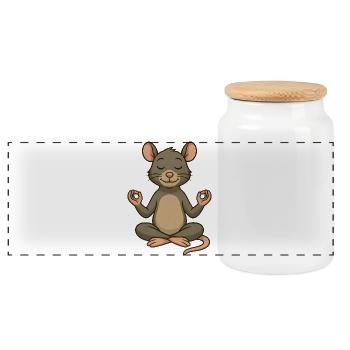 Souris Rat Yoga Méditation Relaxation Paix intérieure - Boîte à biscuits avec couvercle en bois - blanc - Devant