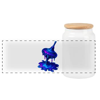 Toupie fondante bleu violet - Boîte à biscuits avec couvercle en bois - blanc - Devant