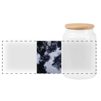 The Big Clouds Silhouettes of the Sky - Panoramic Cookie Jar with Wooden Lid - white - Front