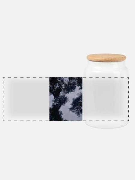 The Big Clouds Silhouettes of the Sky - Panoramic Cookie Jar with Wooden Lid - white