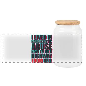 Bold Text Protest Message Design - Panoramic Cookie Jar with Wooden Lid - white - Front