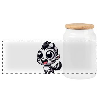 Kawaii Zebra Cartoon for Kids and Parents Safari - Panoramic Cookie Jar with Wooden Lid - white - Front