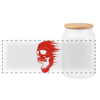 Red Skull und Speed - Panorama Keksdose mit Holzdeckel - Weiß - Vorne