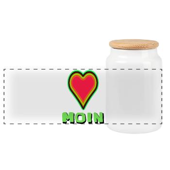 Heart design with luminous border Moin from Lieb - Panoramic Cookie Jar with Wooden Lid - white - Front