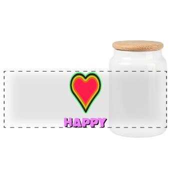 Glowing heart with happiness symbolism - Panoramic Cookie Jar with Wooden Lid - white - Front