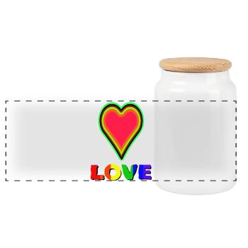 From love comes even more love - Panoramic Cookie Jar with Wooden Lid - white - Front