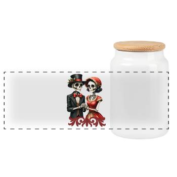 Christmas romance of bones. - Panoramic Cookie Jar with Wooden Lid - white - Front