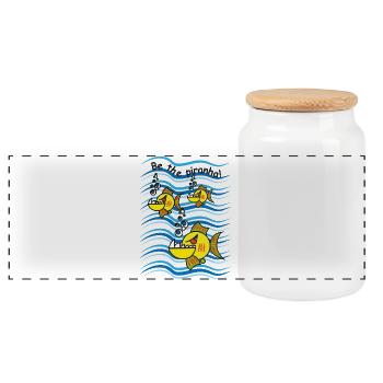Be the Piranha - Panoramic Cookie Jar with Wooden Lid - white - Front