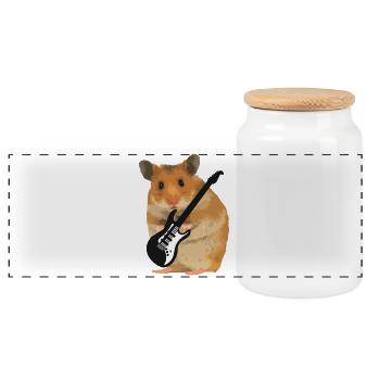Hamster Guitare Musique Rock - Boîte à biscuits avec couvercle en bois - blanc - Devant