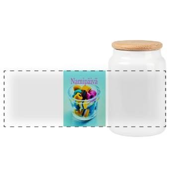 Journée des bonbons - Boîte à biscuits avec couvercle en bois - blanc - Devant