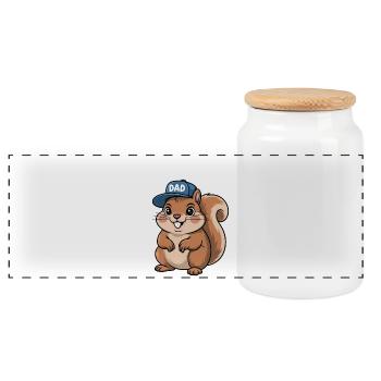Cute Squirrel Dad T-Shirt Design - Panoramic Cookie Jar with Wooden Lid - white - Front
