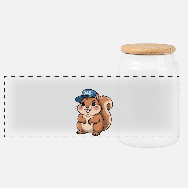 Niedliches Eichhörnchen Papa T-Shirt Design - Panorama Keksdose mit Holzdeckel - Weiß