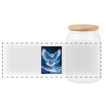 Harfang des neiges - Boîte à biscuits avec couvercle en bois - blanc - Devant
