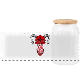 "HELLSKULL – Demonic Roar" - Panoramic Cookie Jar with Wooden Lid - white - Front