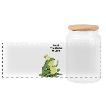 Königlicher Frosch Kohlenhydratkönig Design - Panorama Keksdose mit Holzdeckel - Weiß - Vorne